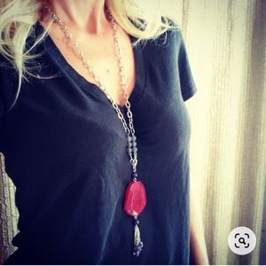 Lia Sophia Genuine Agate 'Boysenberry' Necklace